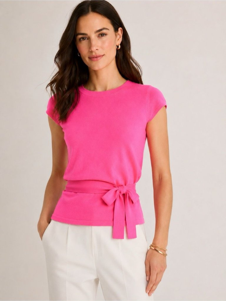 Nwt J Crew Collection Italian Cashmere Tie Waist Wrap Top Women Xs Bright Pink